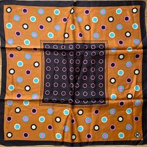 Cute Metrocity Polka Dot Multicolor Silk Scarf/Hair Wrap/Neck Scarf- 20” x 21”